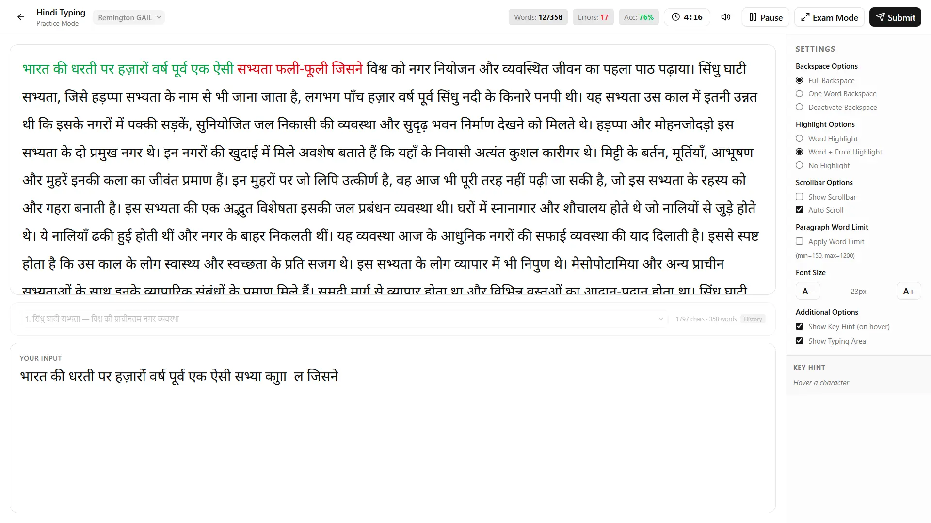 Word-level error analysis and practice-your-mistakes mode in TypingWale